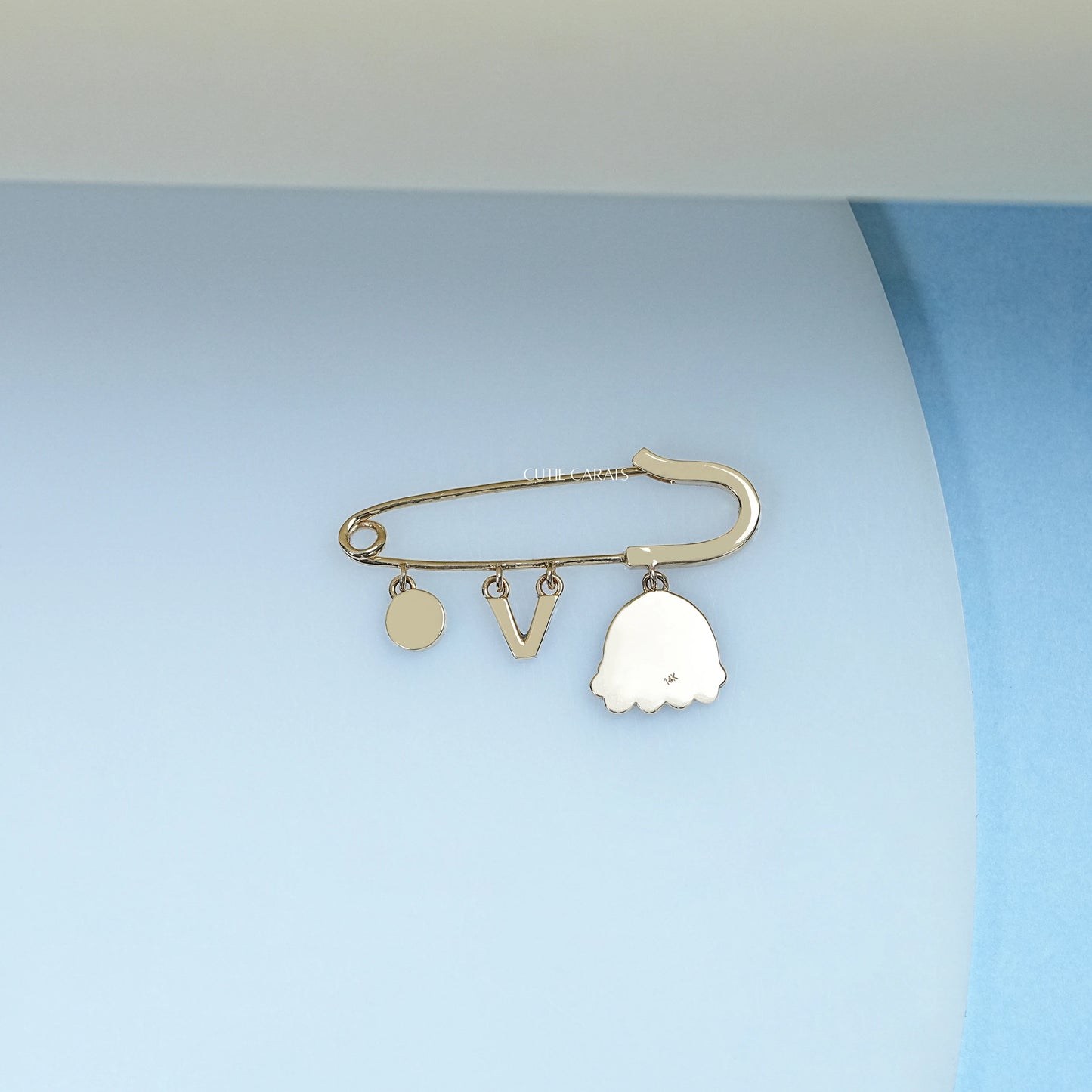 Blue Evil Eye Safety Pin With Loops