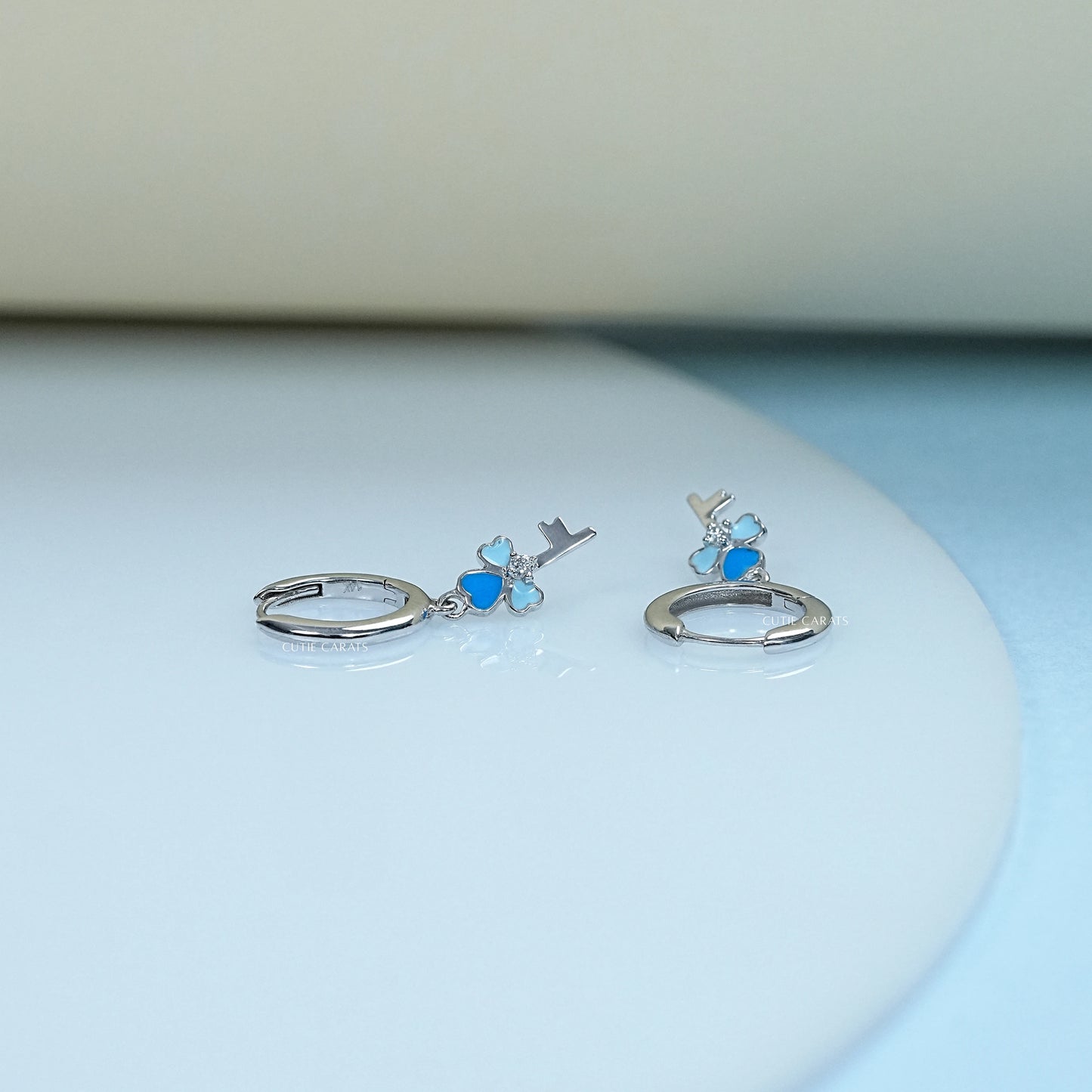 Charming Enamel Heart Shape Key Hoop Earrings