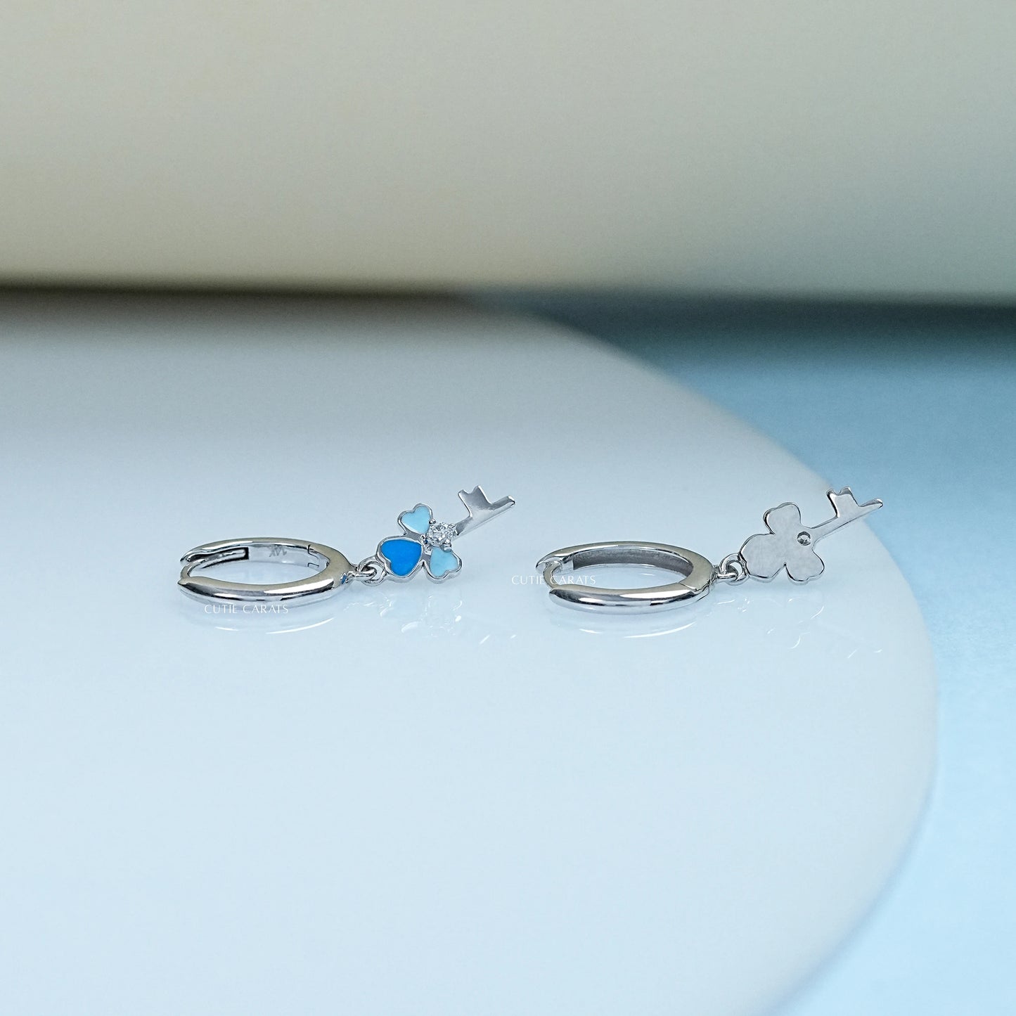 Charming Enamel Heart Shape Key Hoop Earrings