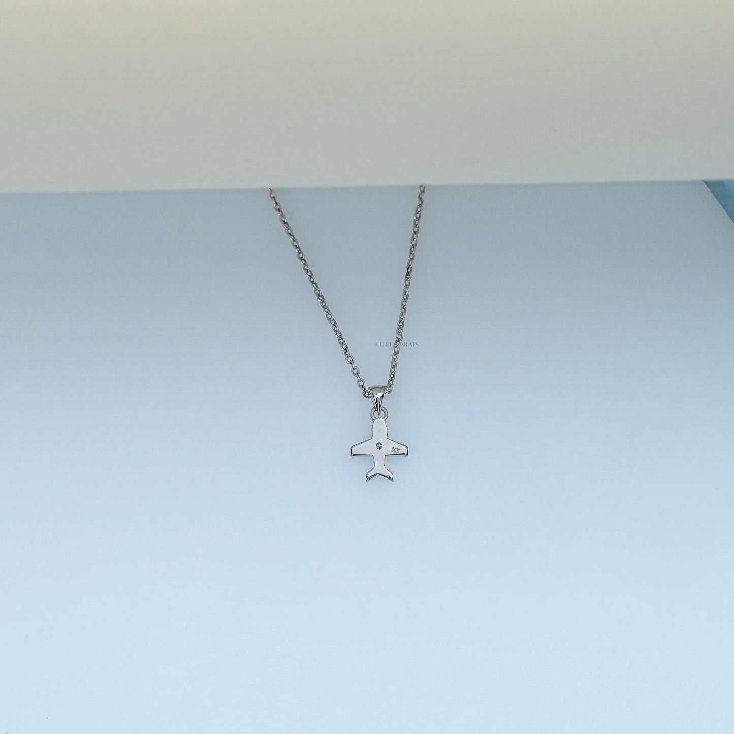 Round Cut Lab Grown Diamond Airplane Pendant