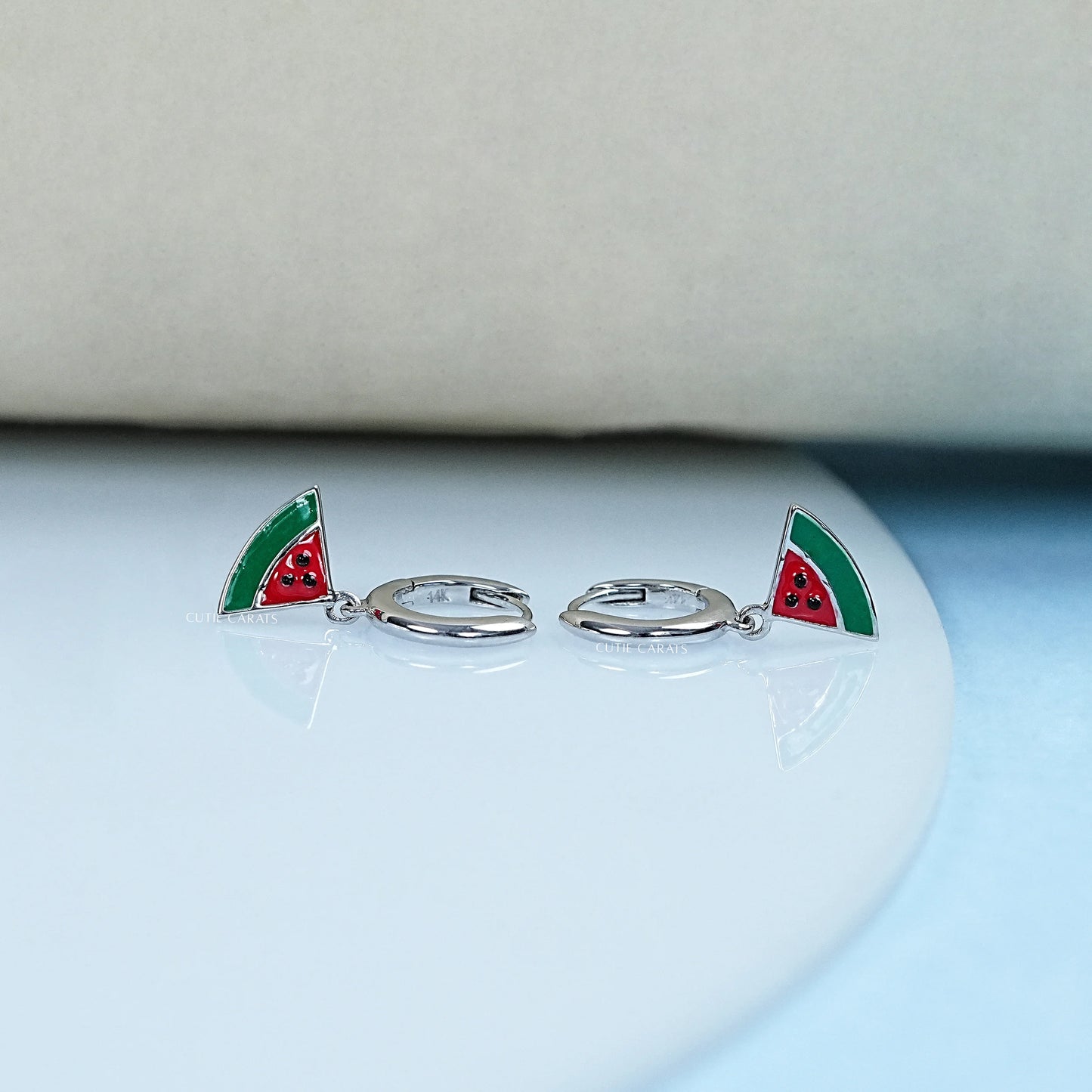 Watermelon Charm Huggie Hoop Earrings