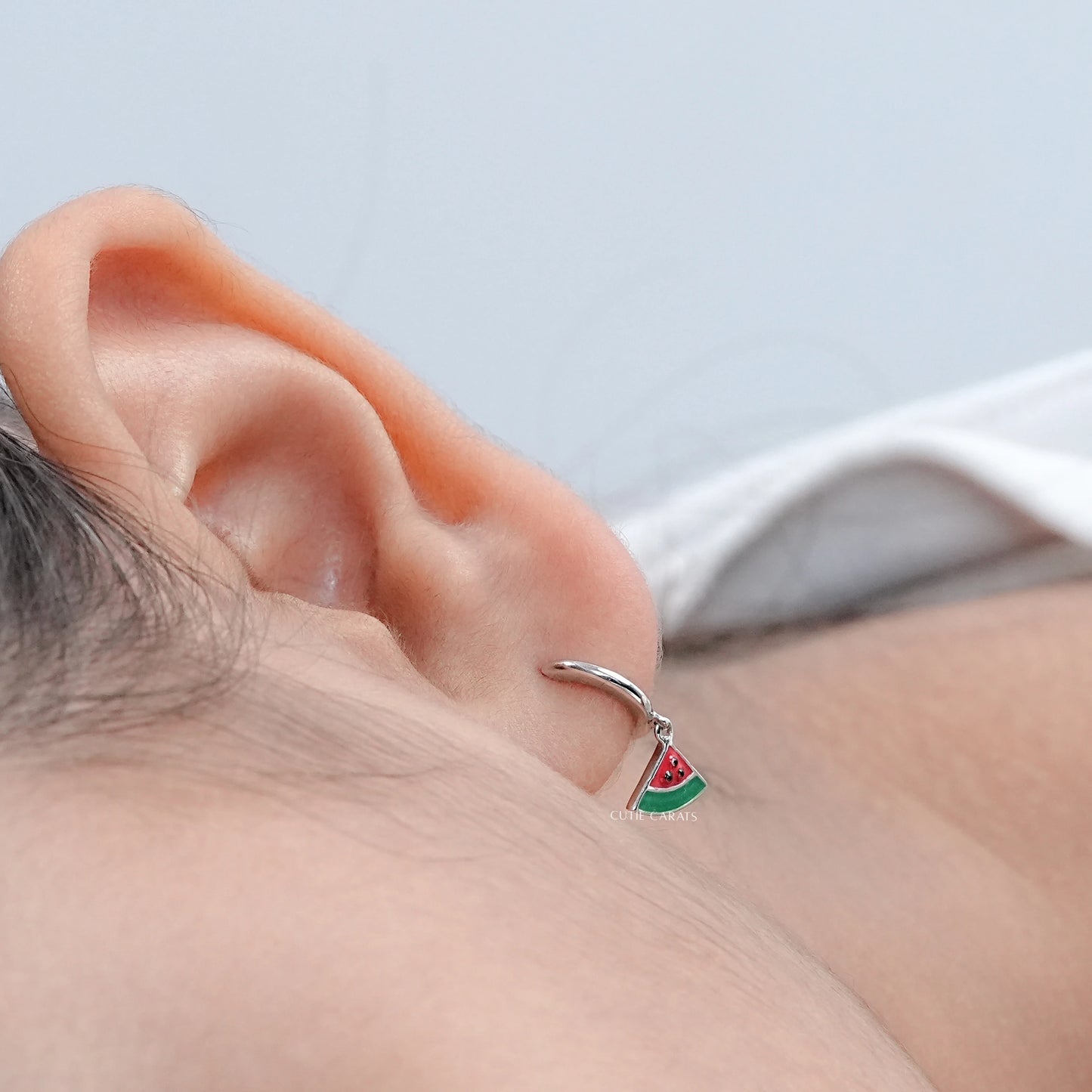 Watermelon Charm Huggie Hoop Earrings