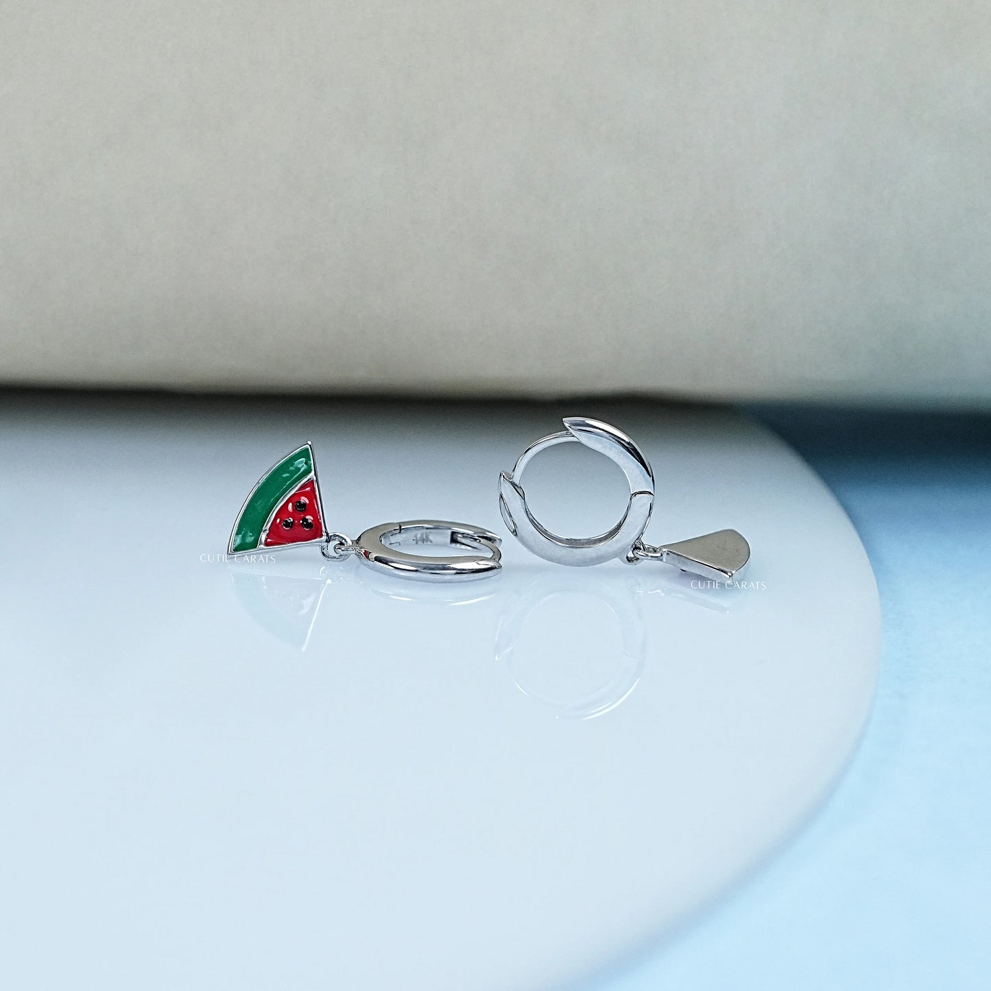 Watermelon Charm Huggie Hoop Earrings