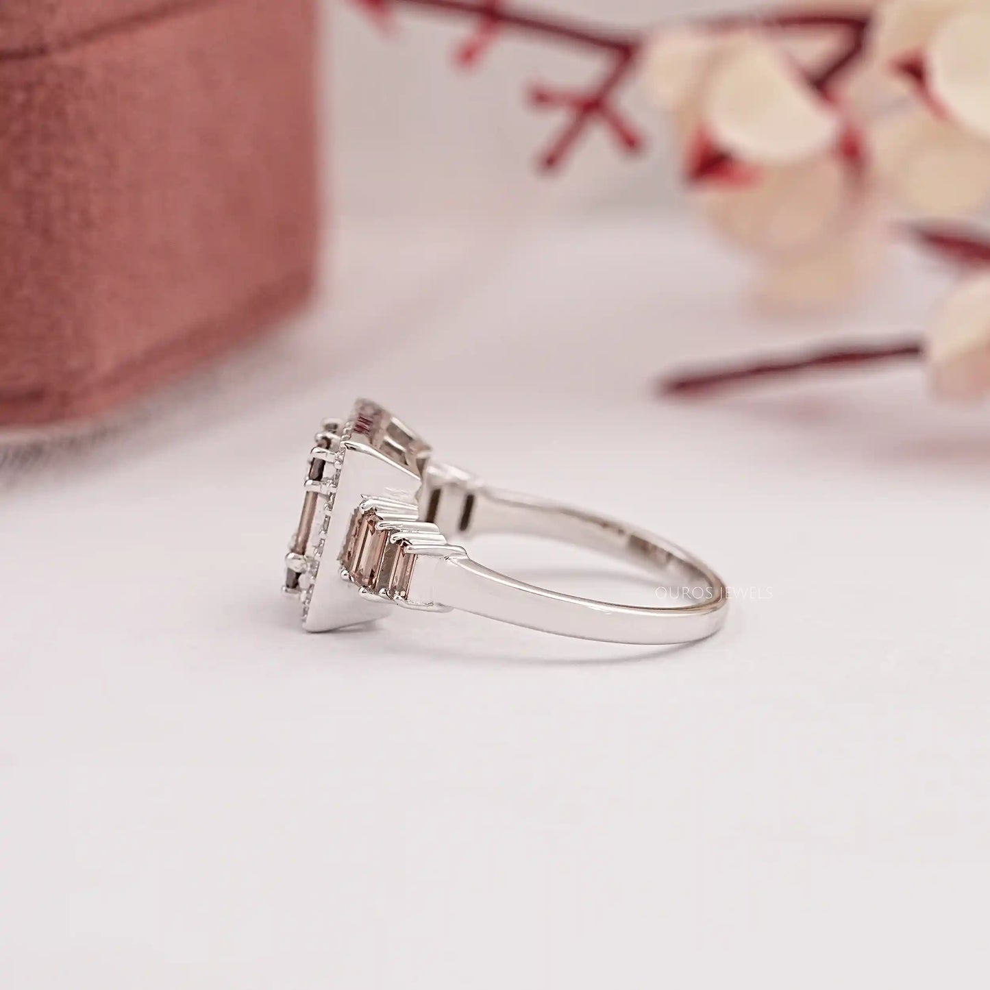 Baguette Cut Cluster Chocolate Lab Diamond Ring