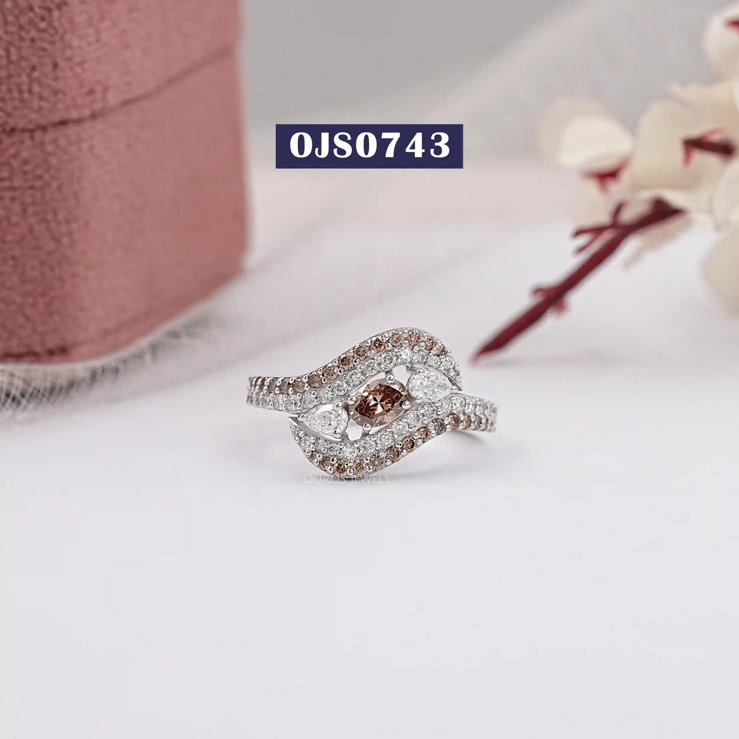 Chocolate Oval Cut Lab Diamond Bypass Ring