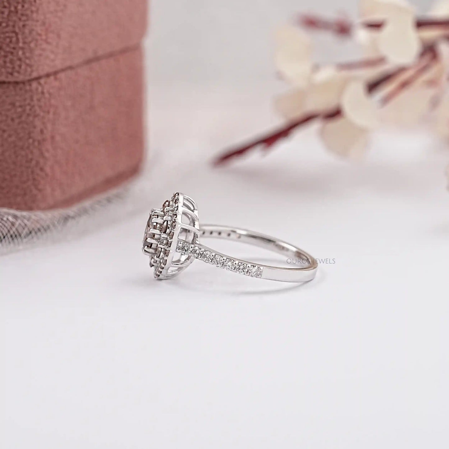 Oval Cut Halo Chocolate Diamond Ring