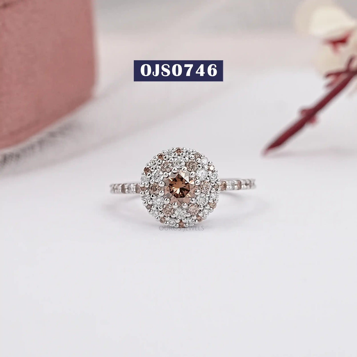 Chocolate Round Cut Cluster Diamond Ring