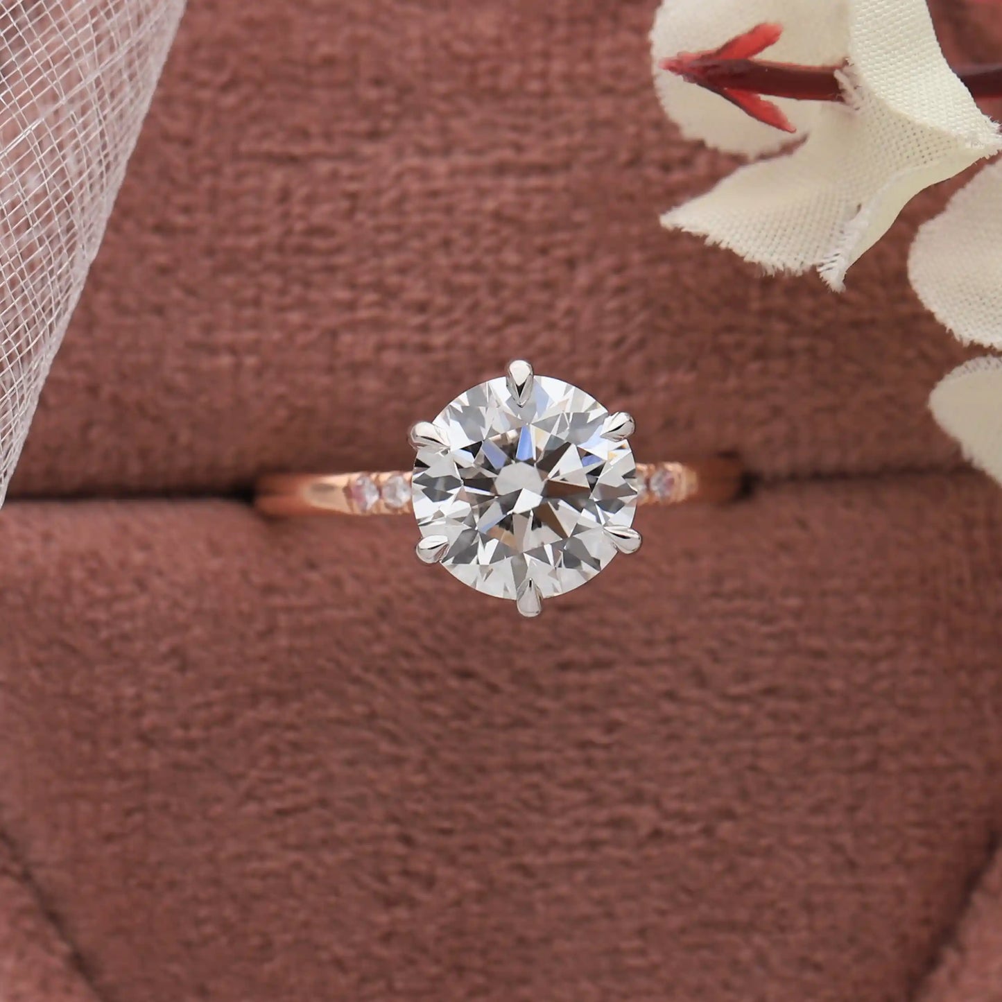 2.55 CT Round Diamond Solitaire Accent Engagement Ring