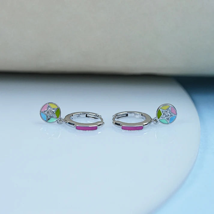 Enamel Star Shape Baby Hoop Earrings