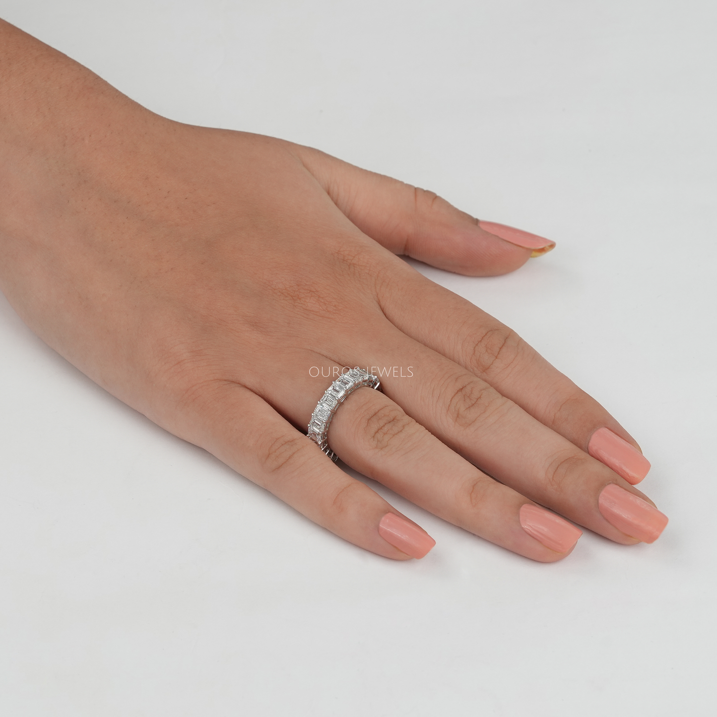 Emerald Cut Diamond Eternity Wedding Band