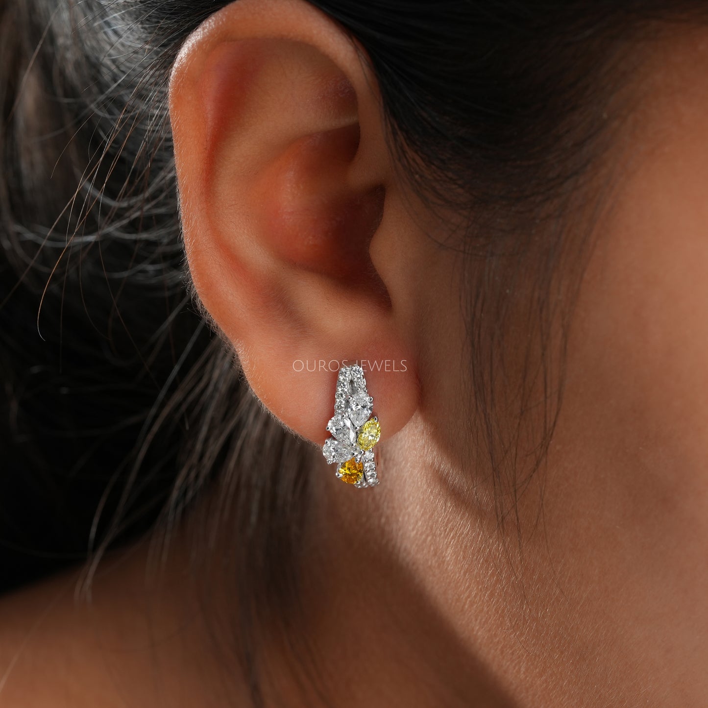 Multi Shape Pear & Round Cut Earrings