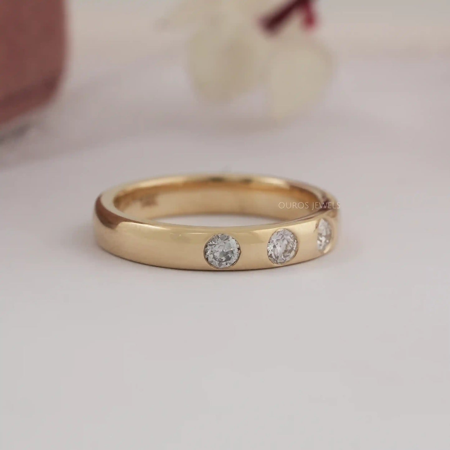 Old European Round Cut Three Stone Ring