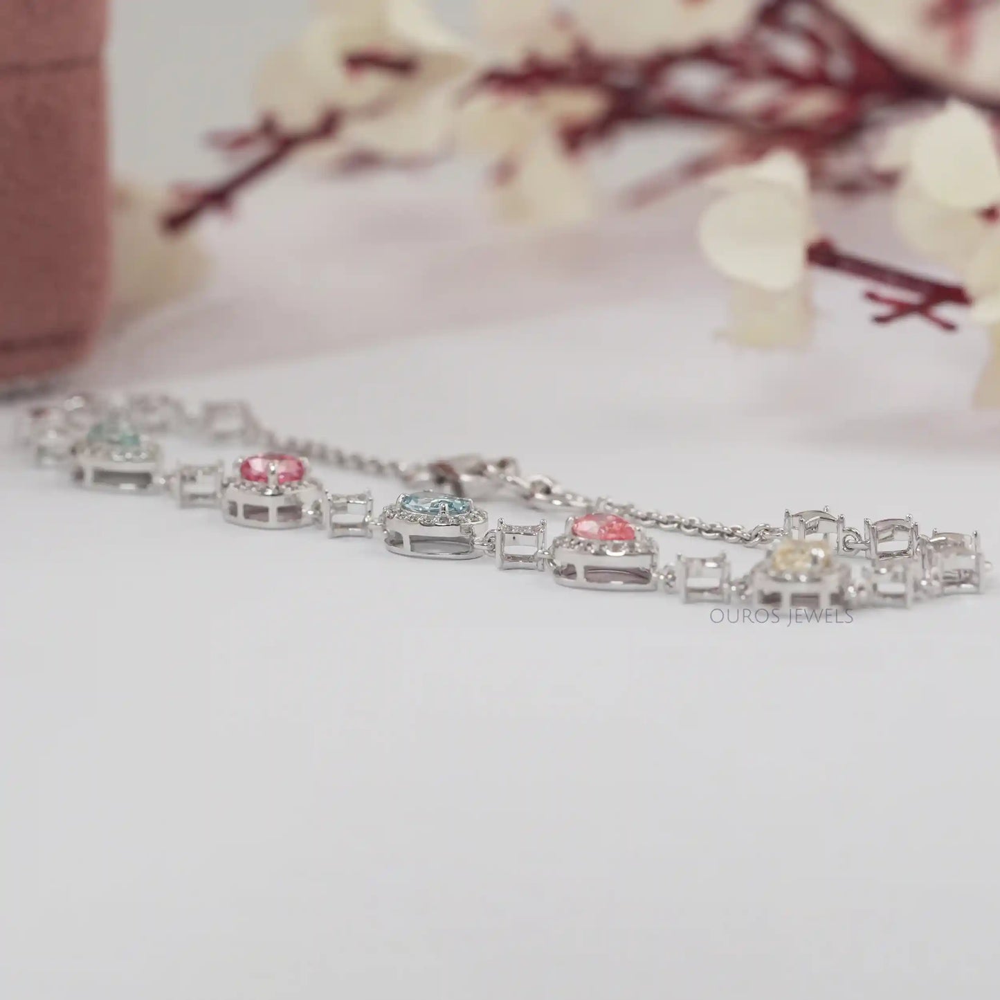 Fancy Color Lab Diamond Halo Bracelet