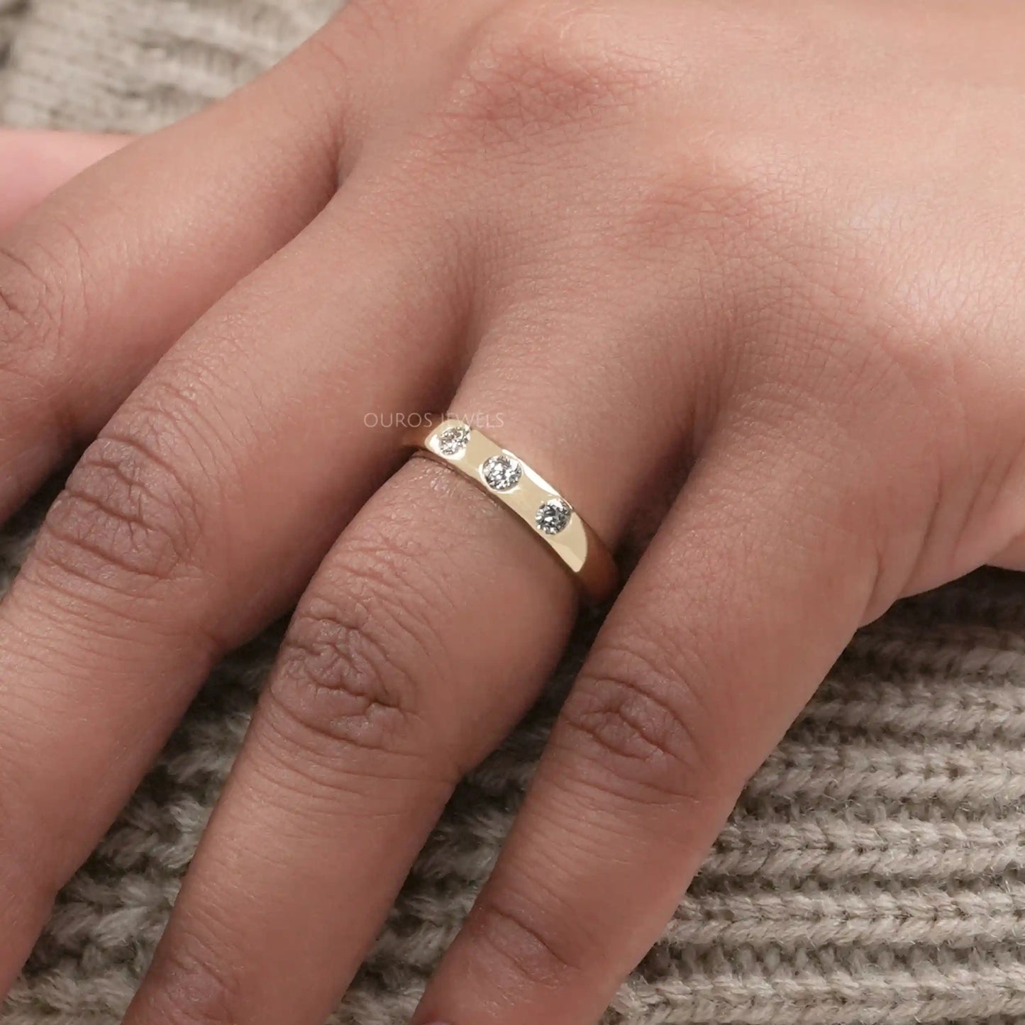 Old European Round Cut Three Stone Ring