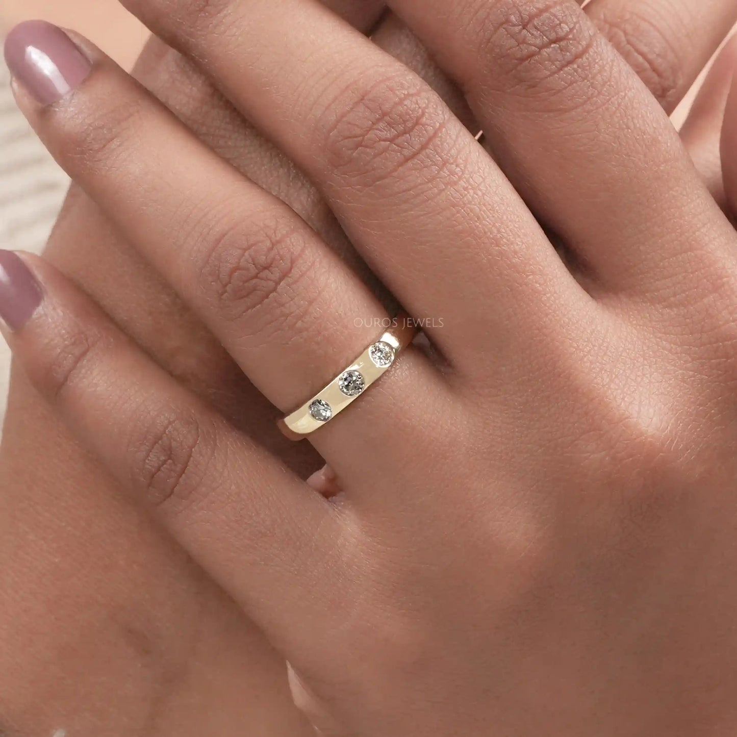 Old European Round Cut Three Stone Ring