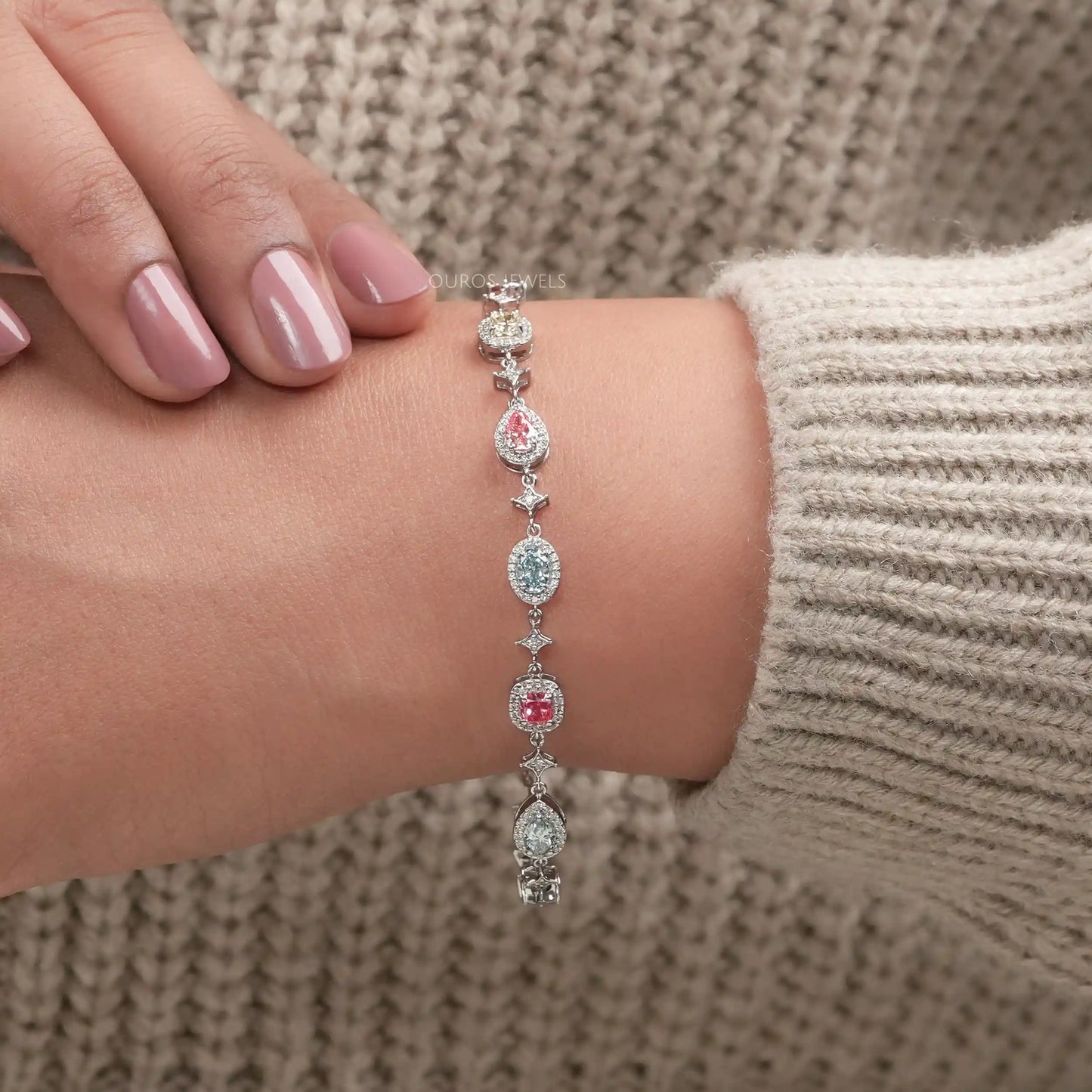 Fancy Color Lab Diamond Halo Bracelet