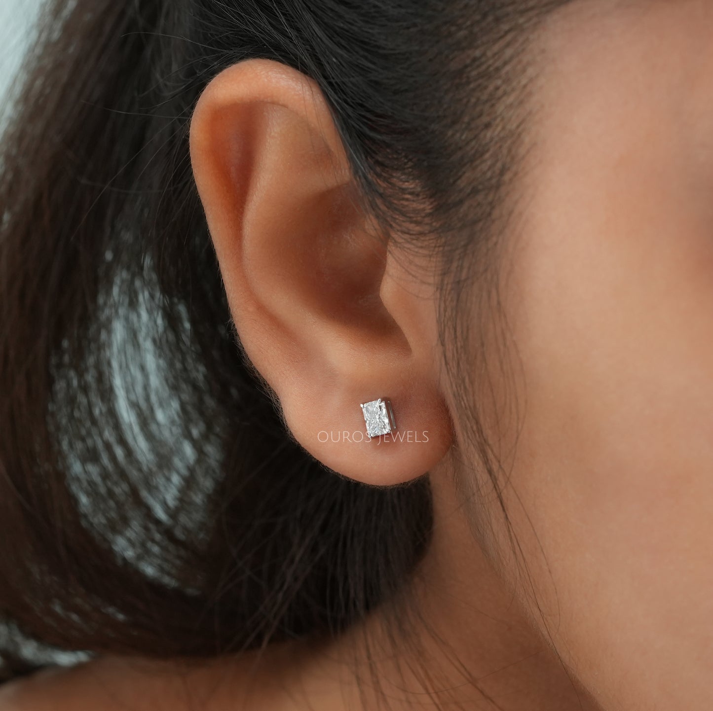 Radiant Cut Lab Diamond Stud