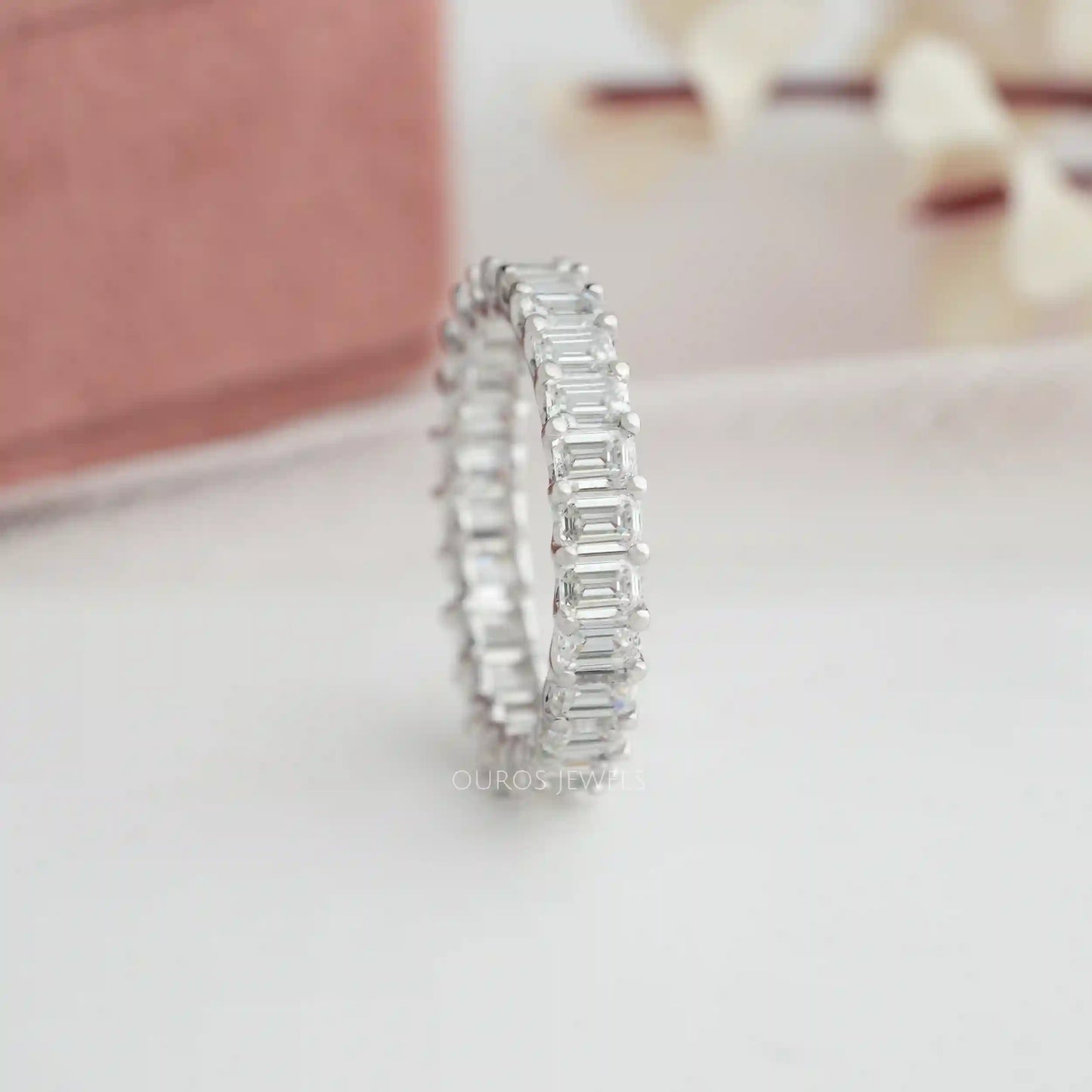 Emerald cut Lab Diamond Wedding Band