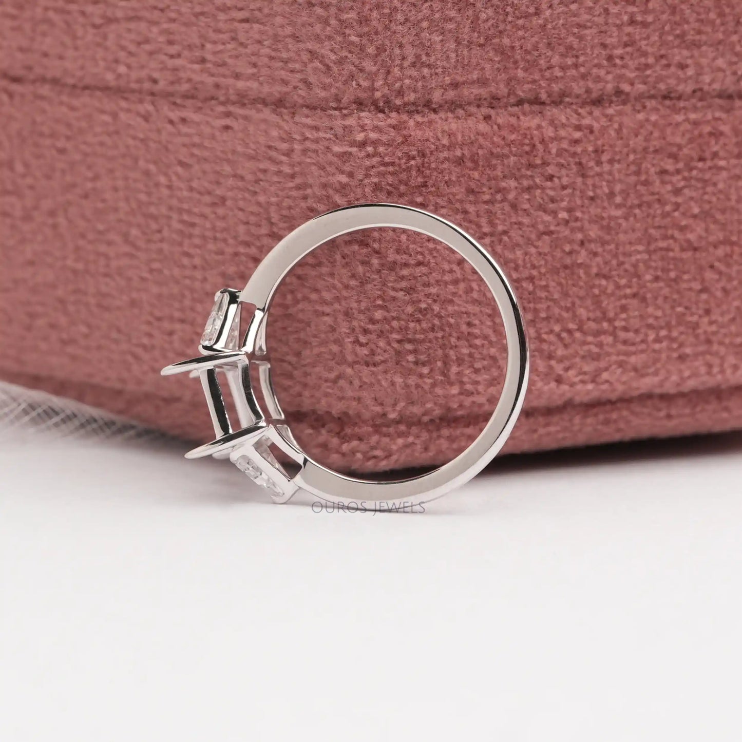 Three Stone  Step Cut Calf'Head   Lab Diamond  Ring