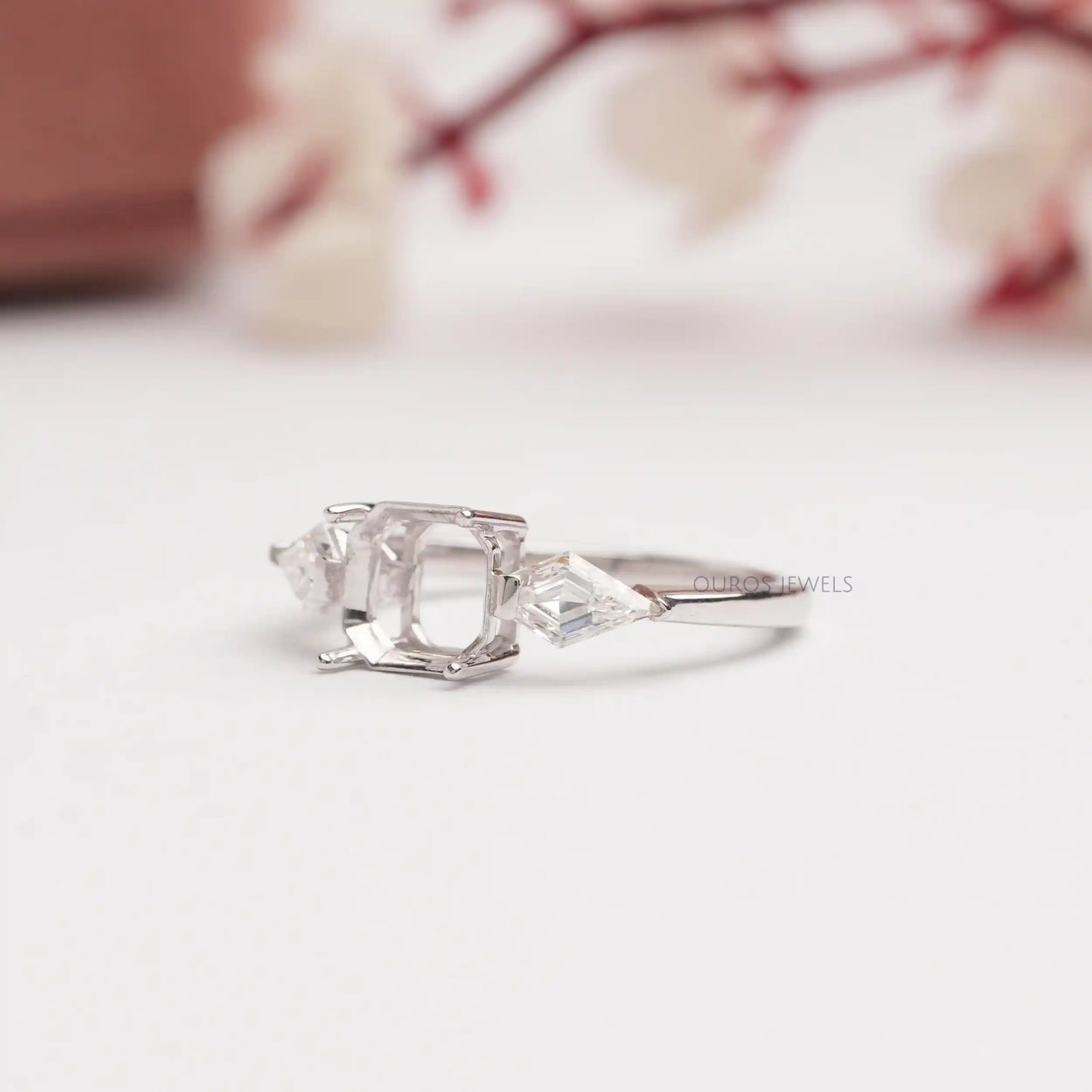 Fancy Kite Cut 3 Stone Engagement Ring