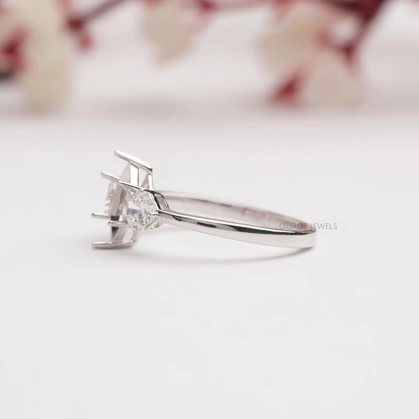 Octagon Cut Three Stone Dainty Ring