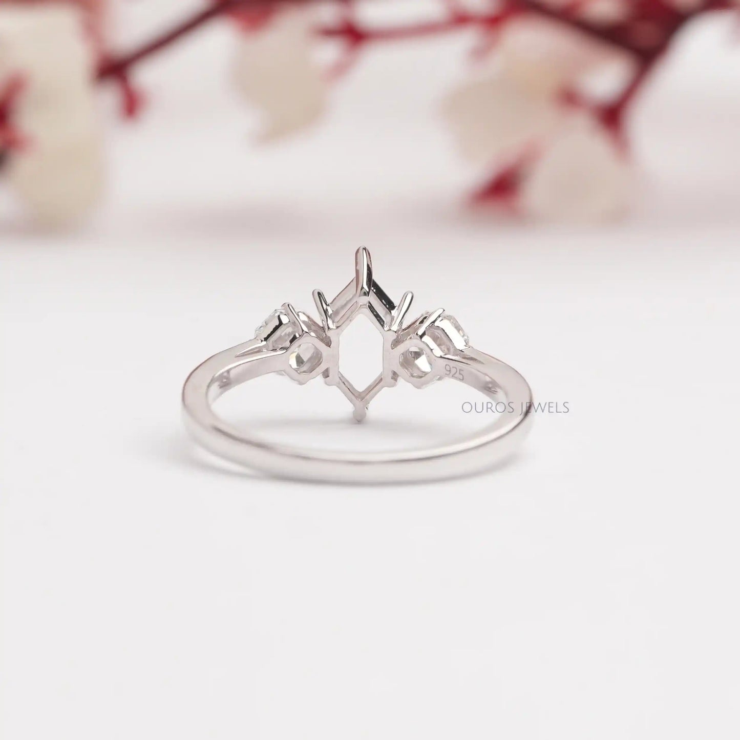 Octagon Cut Three Stone Dainty Ring