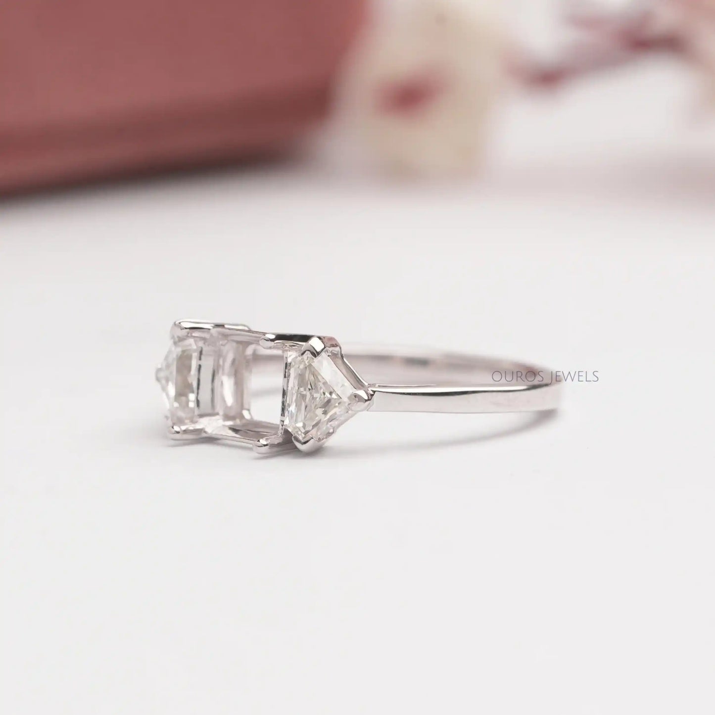 Antique Pentagon Shape Three Stone Ring