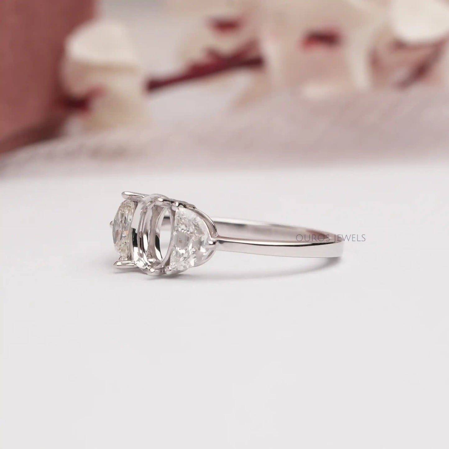 Step Cut Half Moon Mount Ring