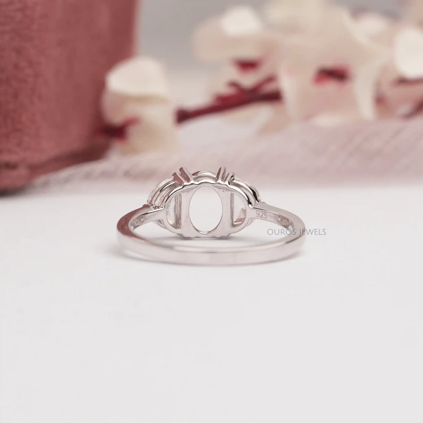 Step Cut Half Moon Mount Ring