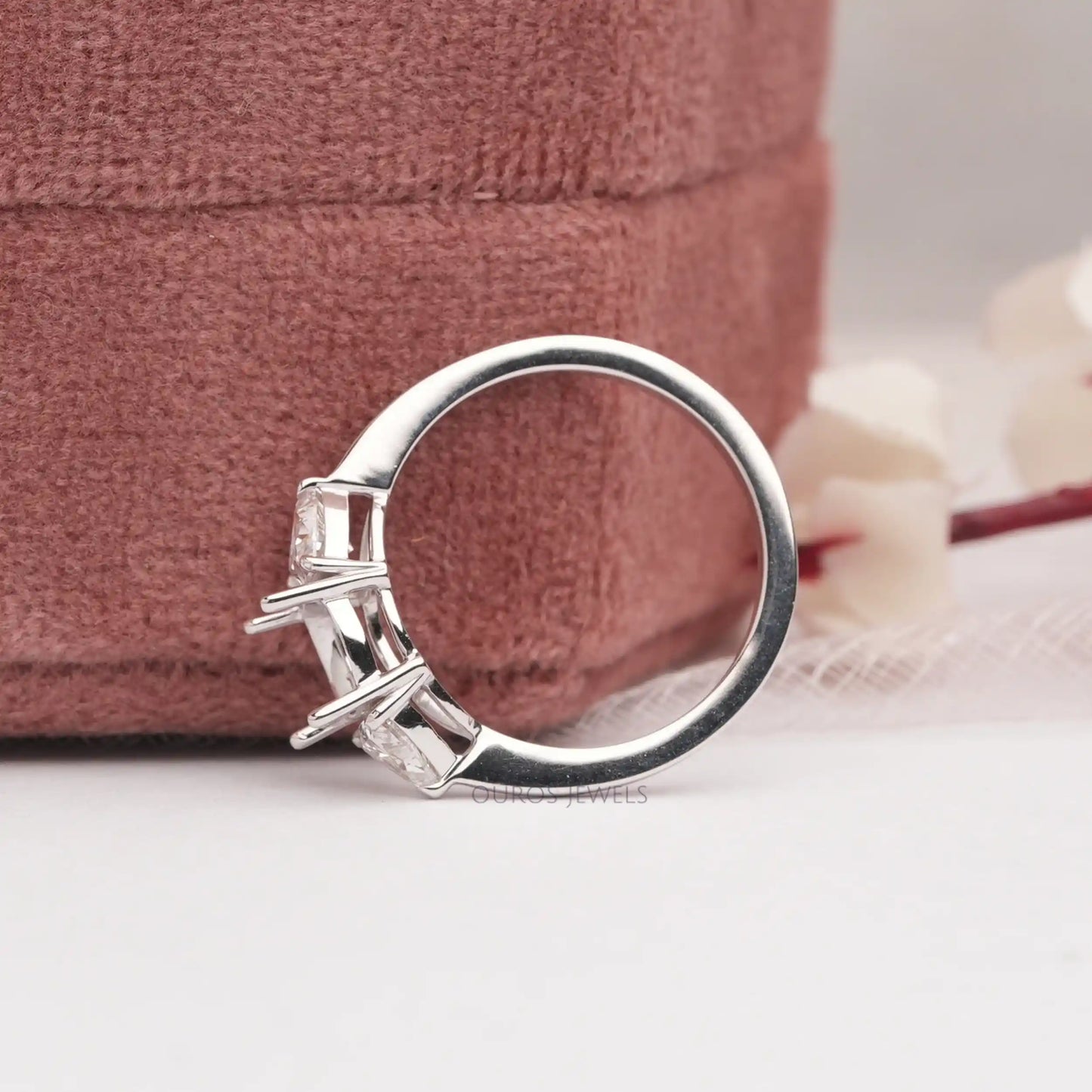 Trilliant Cut Lab Diamond Three Stone Semi Mount Ring