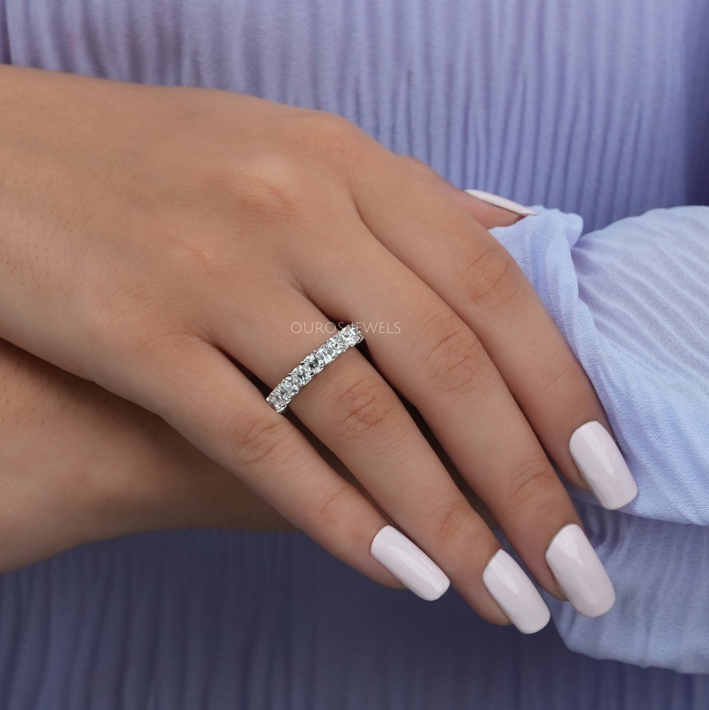 Old Mine Cushion Cut Wedding Band