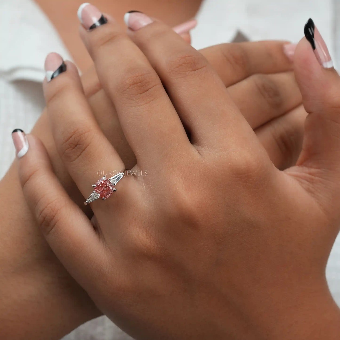 Arrow Cut  Three Stone  Engagement  Ring