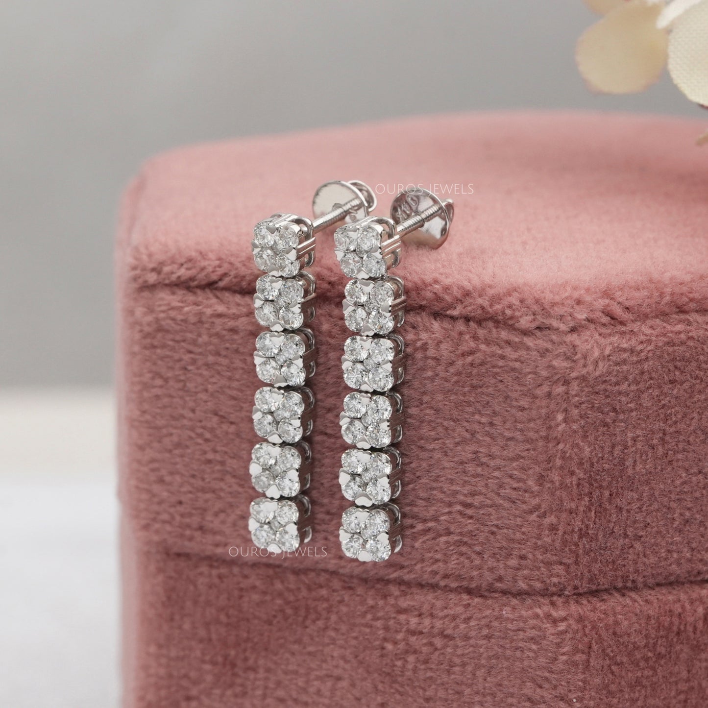 Round Cut Lab Grown Cluster Diamond Earrings