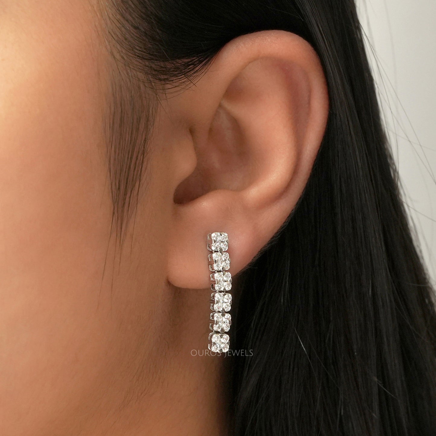 Round Cut Lab Grown Cluster Diamond Earrings