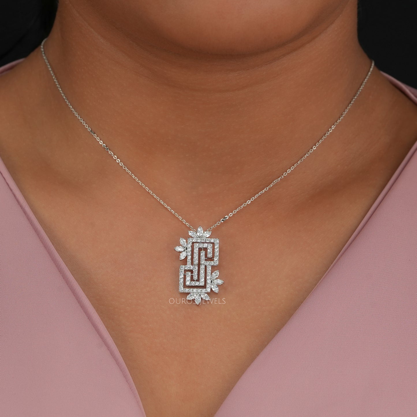 Marquise And Round Diamond Necklace
