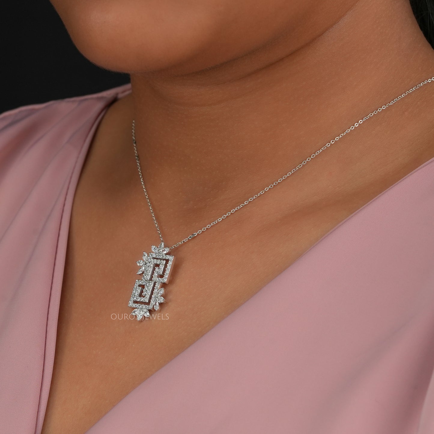 Marquise And Round Diamond Necklace