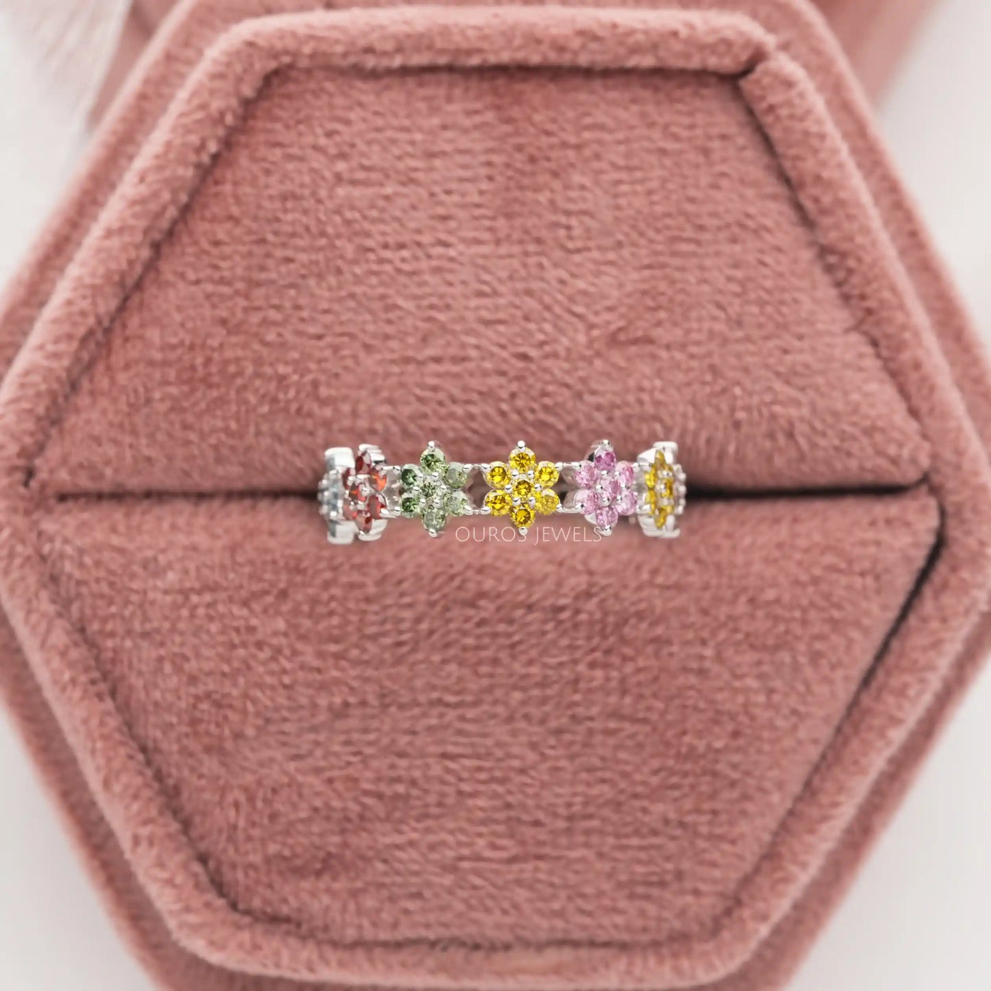 Flower Shape Round Cut Lab Diamond Wedding Band