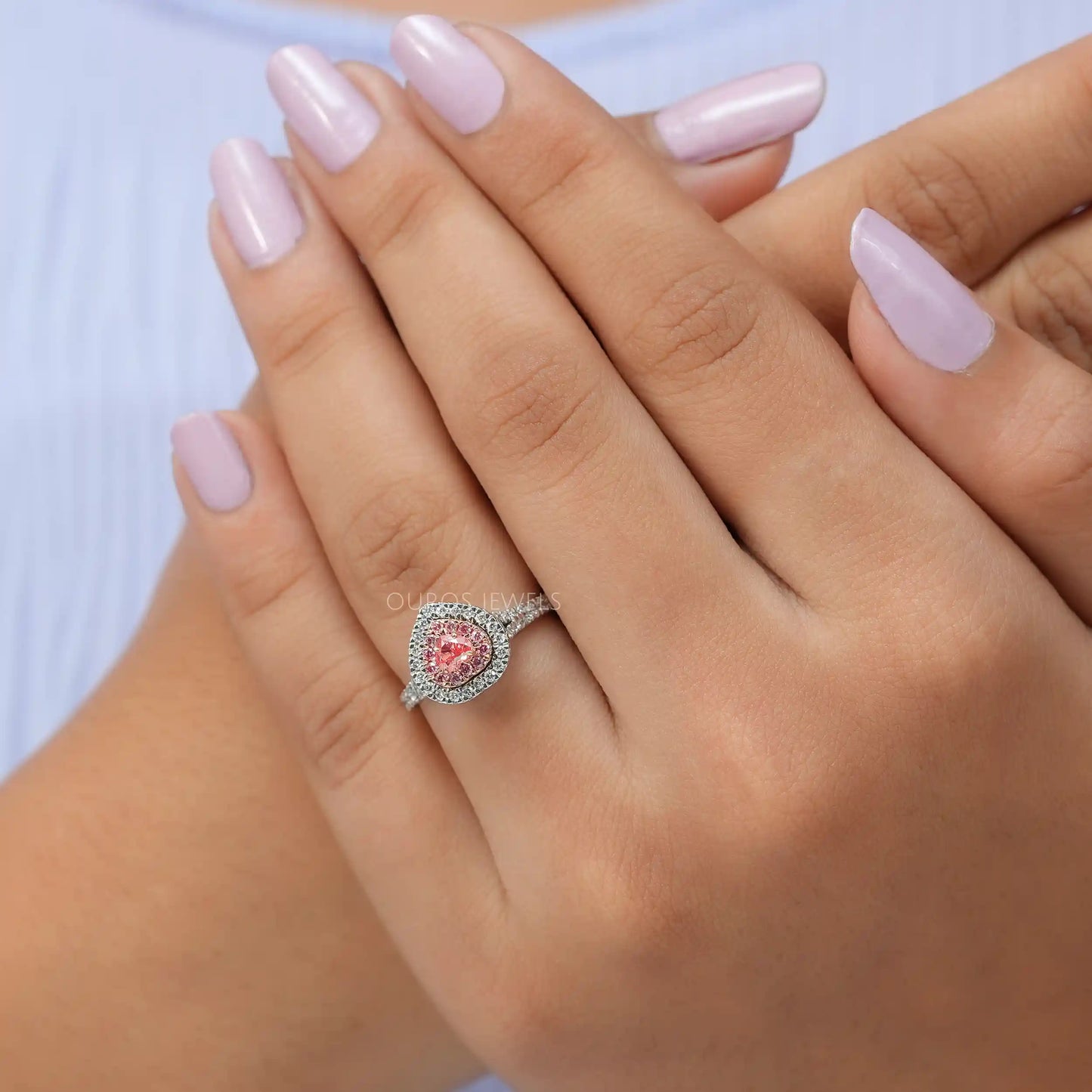 Heart & Round Diamond Double Halo Ring