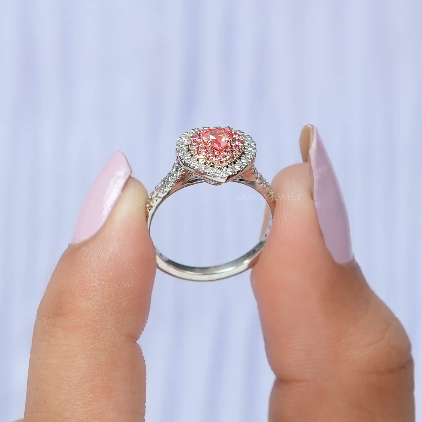 Heart & Round Diamond Double Halo Ring