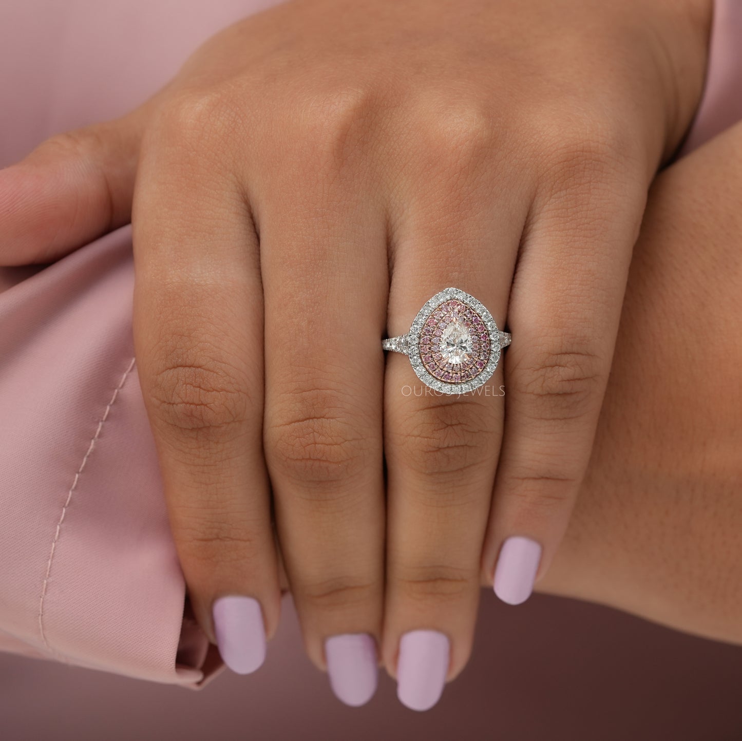 Pear Diamond Halo Engagement Ring