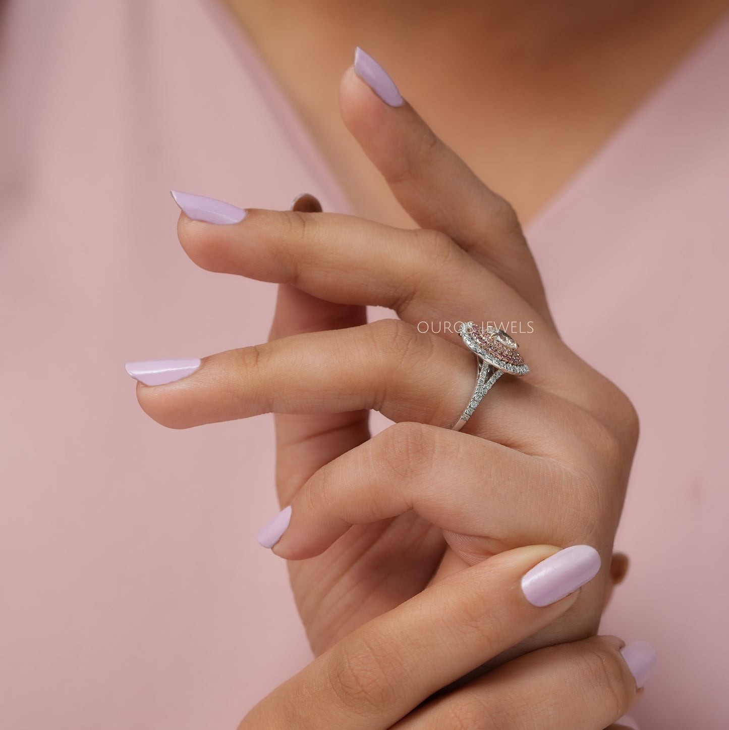 Pear Diamond Halo Engagement Ring