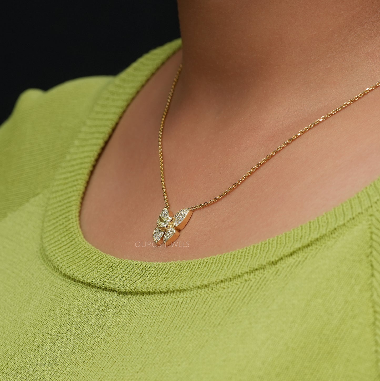 Yellow Butterfly Lab Diamond Necklace