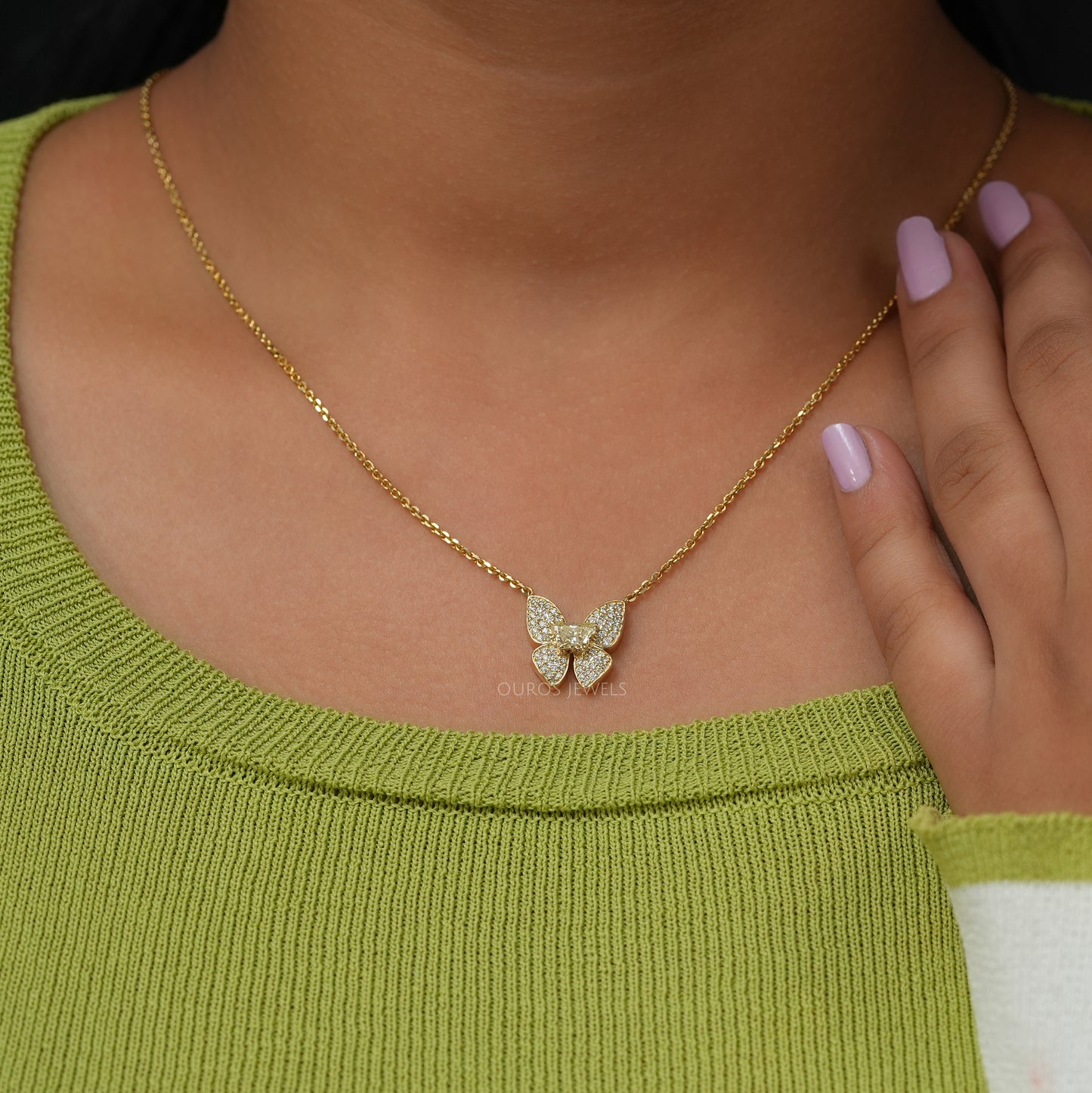 Yellow Butterfly Lab Diamond Necklace