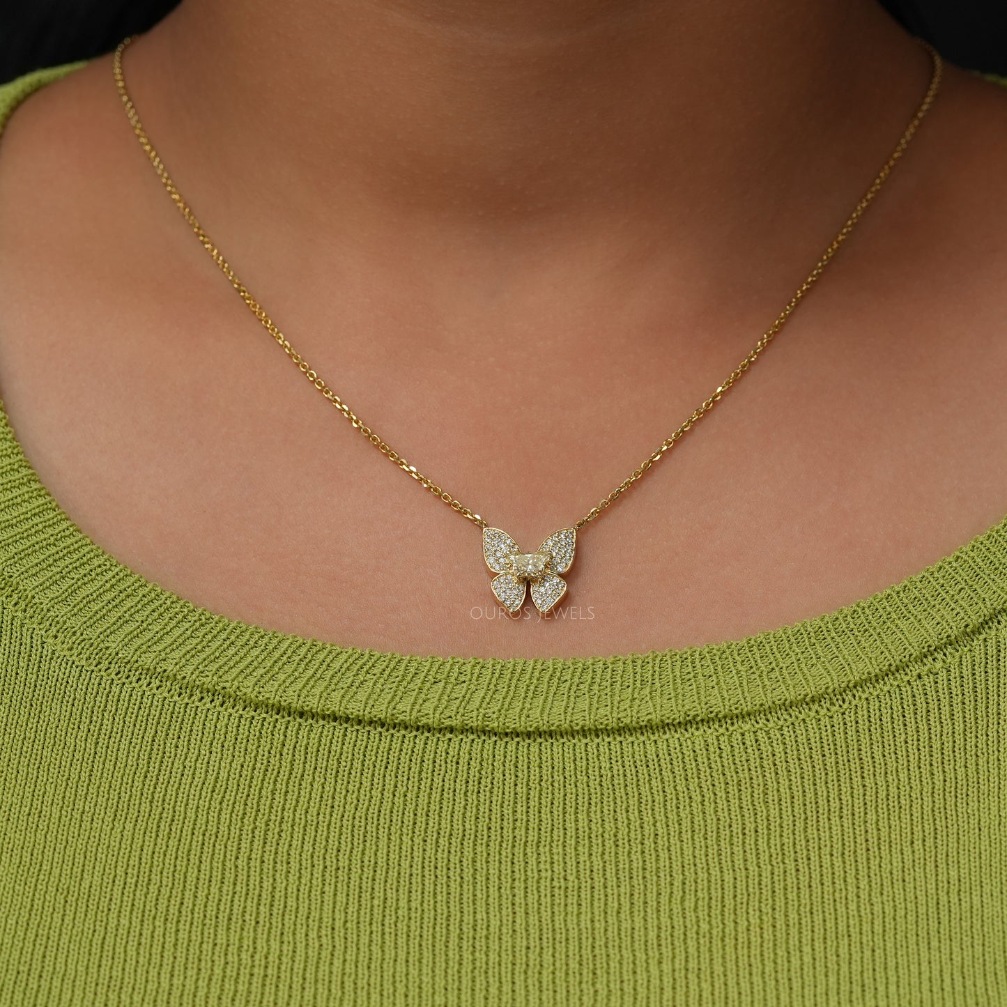 Yellow Butterfly Lab Diamond Necklace