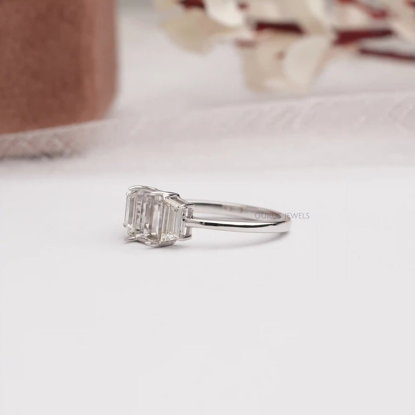 Trapezoid Cut Semi Mount Engagement Ring