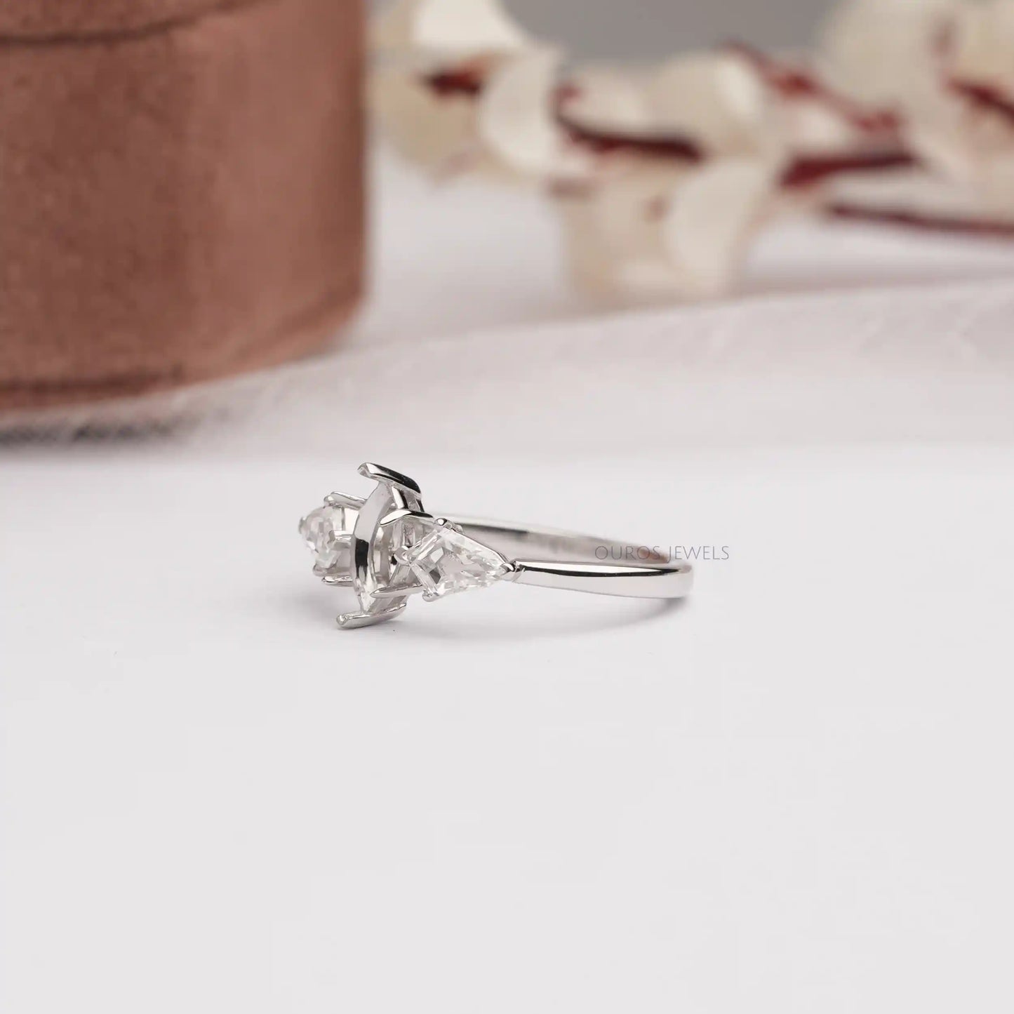 Step Cut Kite Diamond Semi Mount Ring