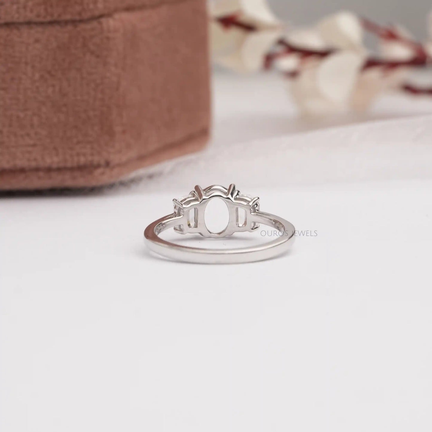 Step Cut Half Moon Semi Mount Ring