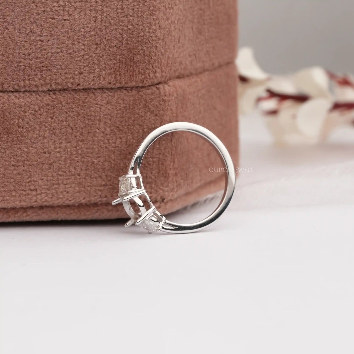 Step Cut Half Moon Semi Mount Ring