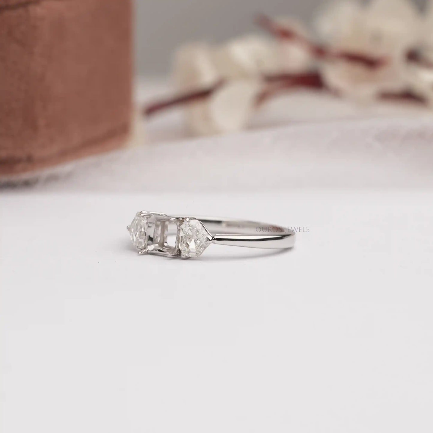 Step Cut Pentagon Lab Diamond Semi Mount Ring