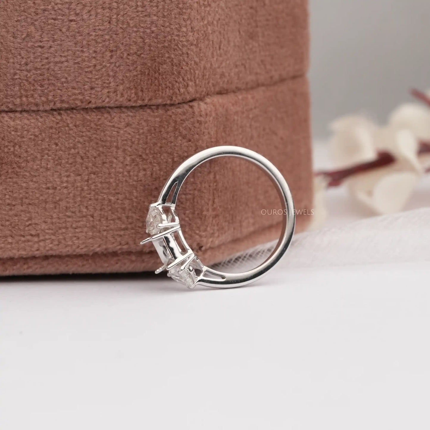 Step Cut Pentagon Lab Diamond Semi Mount Ring